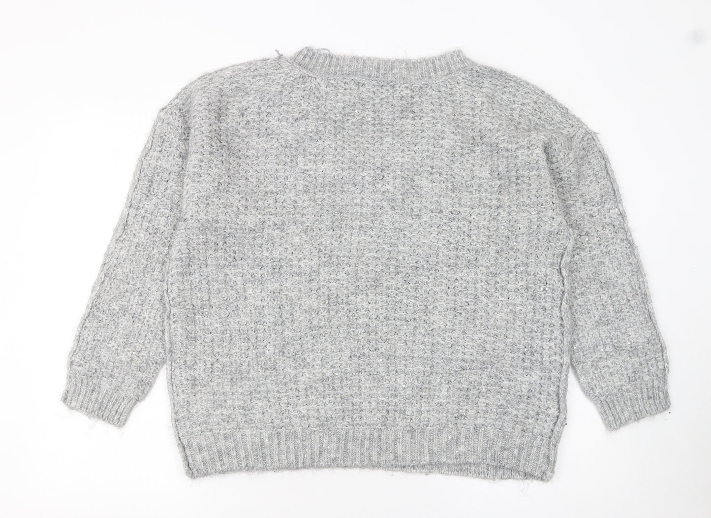 Primark Women’s Grey V-Neck Chunky Knit Jumper Size M