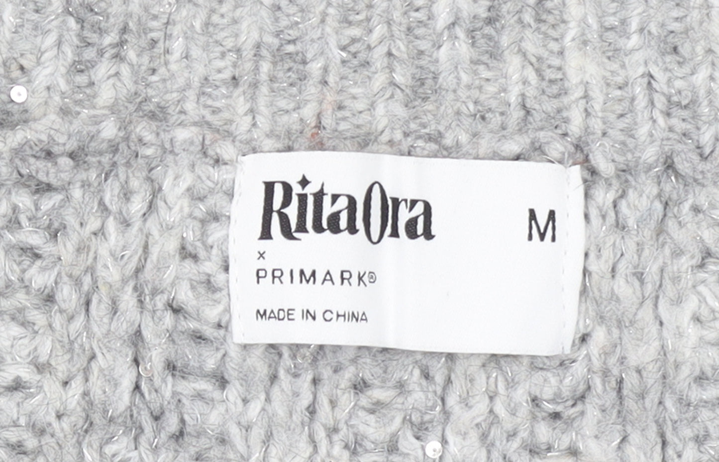 Primark Women’s Grey V-Neck Chunky Knit Jumper Size M
