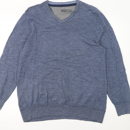 RJR John Rocha Men’s Blue Cotton V-Neck Jumper Size L