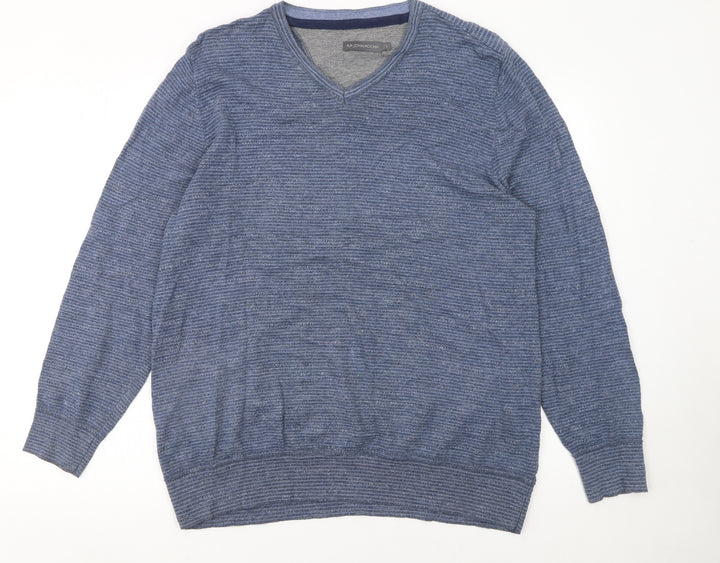 RJR John Rocha Men’s Blue Cotton V-Neck Jumper Size L