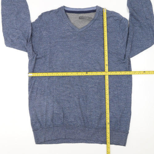 RJR John Rocha Men’s Blue Cotton V-Neck Jumper Size L