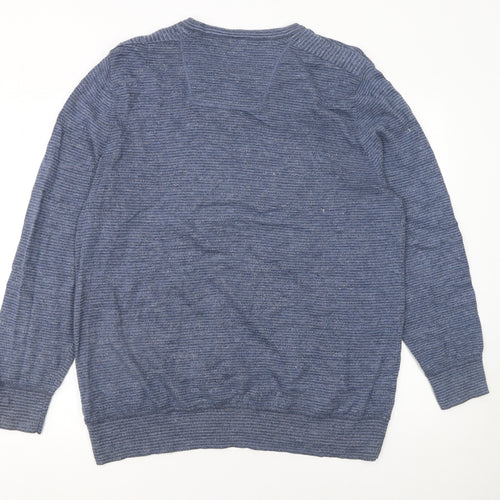 RJR John Rocha Men’s Blue Cotton V-Neck Jumper Size L