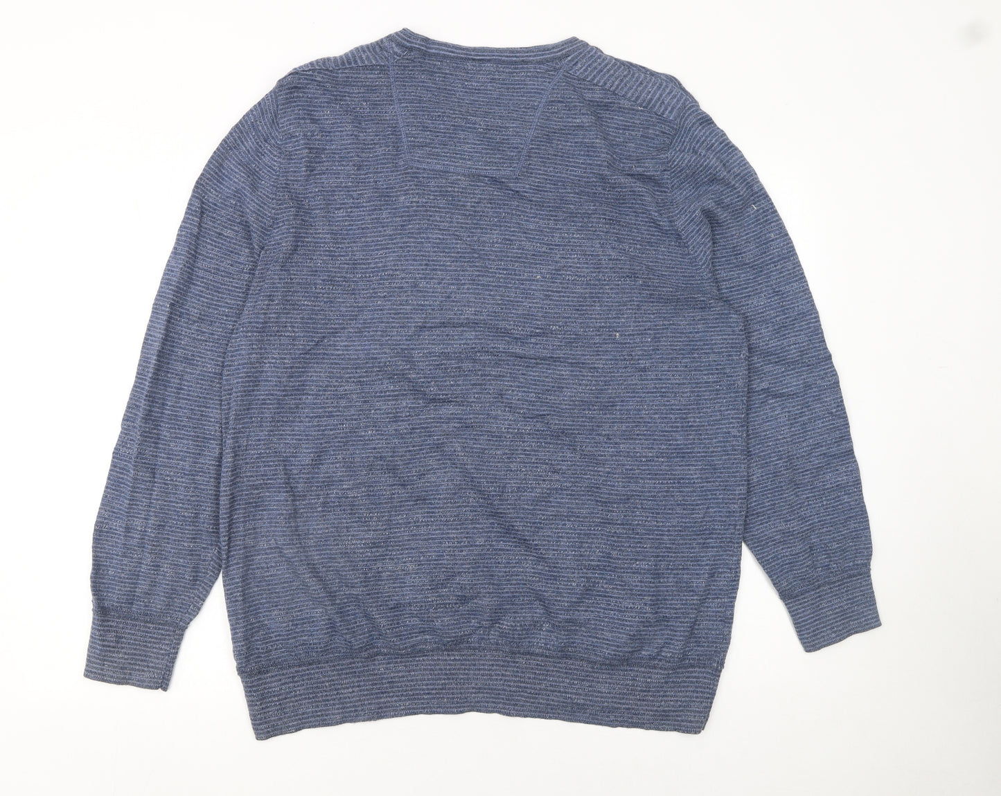 RJR John Rocha Men’s Blue Cotton V-Neck Jumper Size L