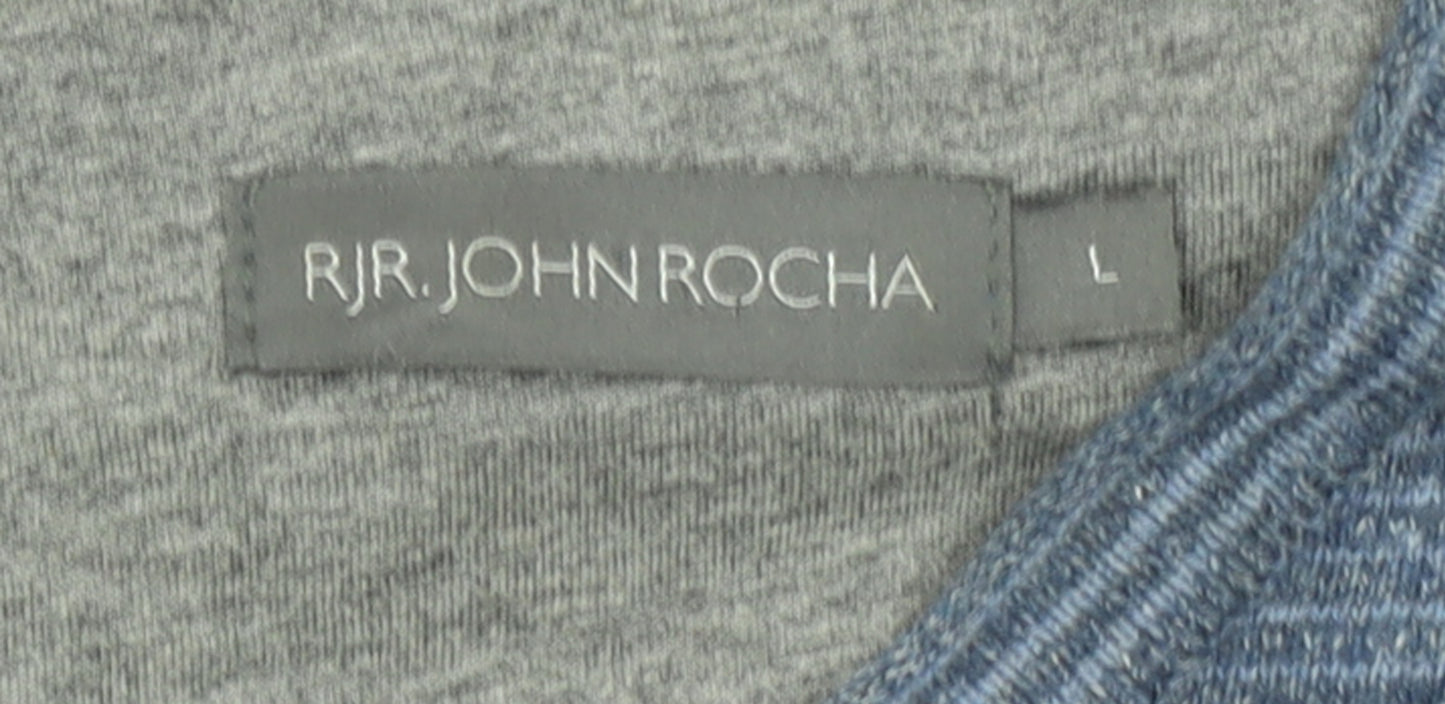 RJR John Rocha Men’s Blue Cotton V-Neck Jumper Size L
