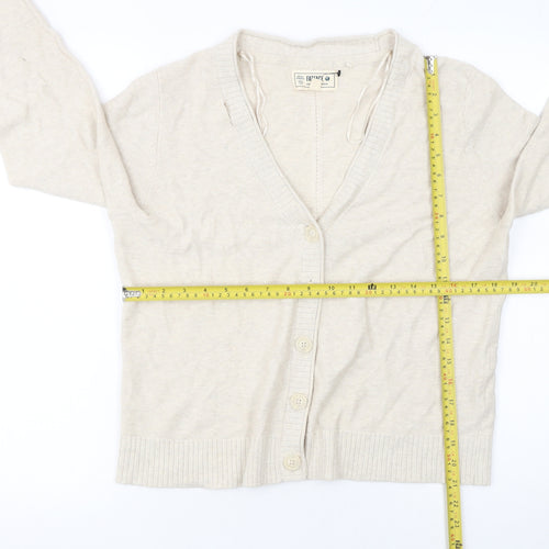 FatFace Women’s Beige Cotton V-Neck Button Cardigan Size 14