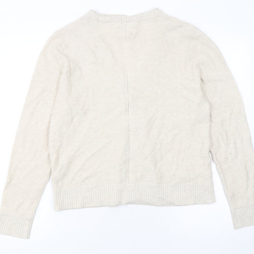 FatFace Women’s Beige Cotton V-Neck Button Cardigan Size 14
