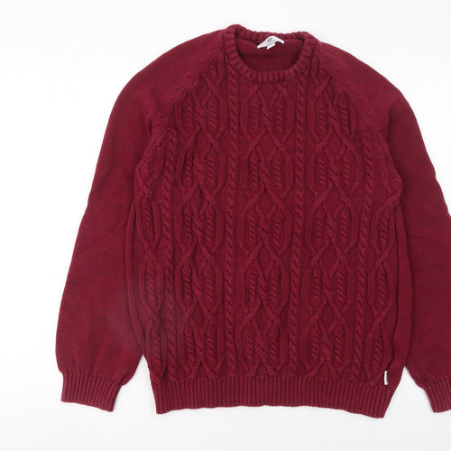 TOG24 Women's Red Cable Knit Cotton Jumper Size 16