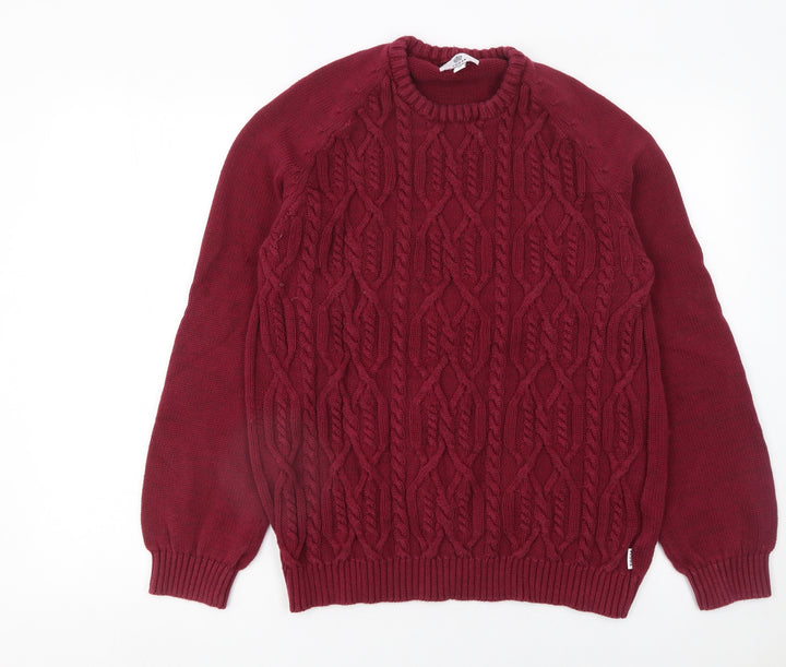 TOG24 Women's Red Cable Knit Cotton Jumper Size 16