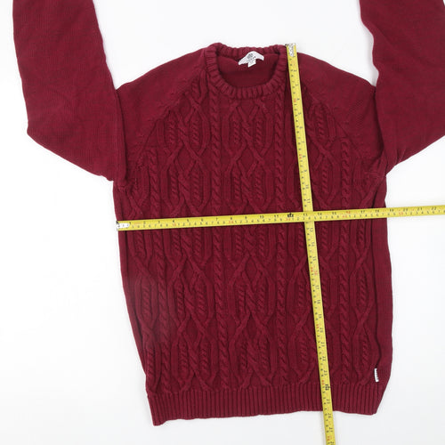 TOG24 Women's Red Cable Knit Cotton Jumper Size 16