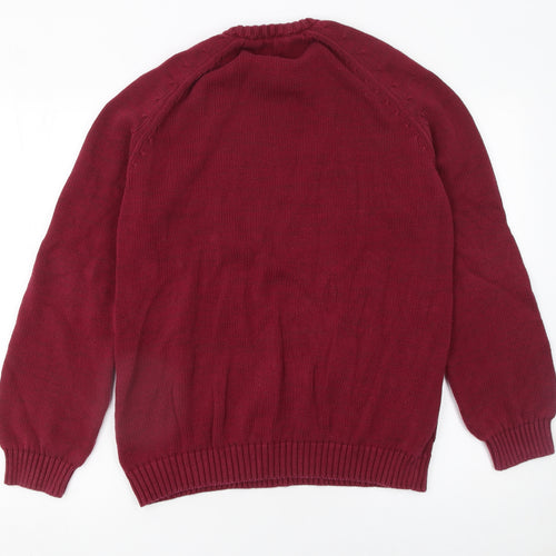 TOG24 Women's Red Cable Knit Cotton Jumper Size 16