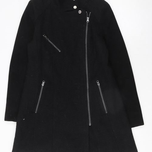 Next Women’s Black Wool Blend Military Zip Coat Size 14