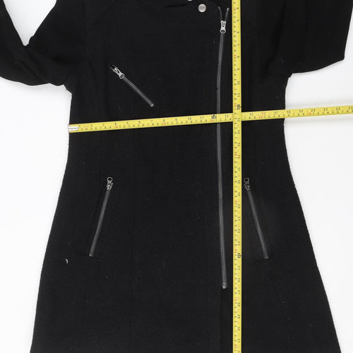 Next Women’s Black Wool Blend Military Zip Coat Size 14