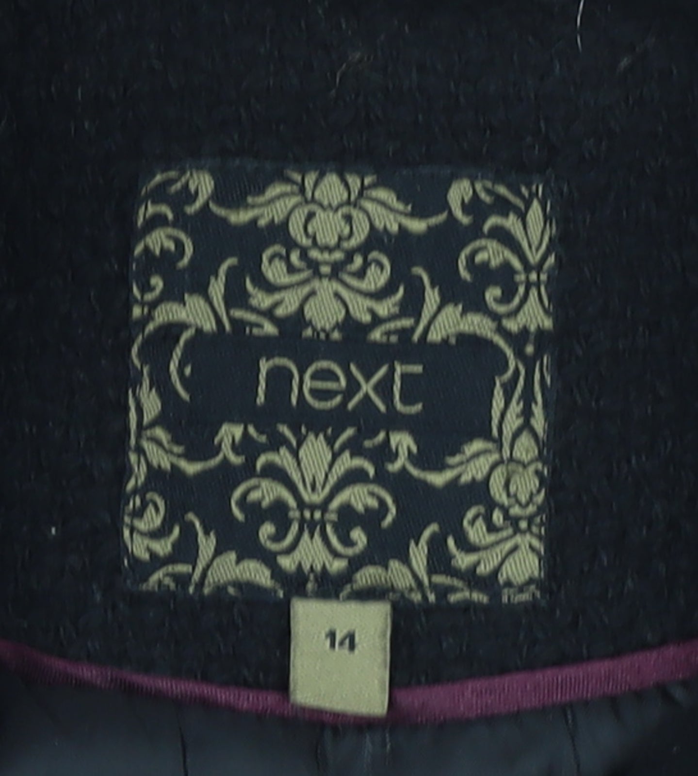 Next Women’s Black Wool Blend Military Zip Coat Size 14