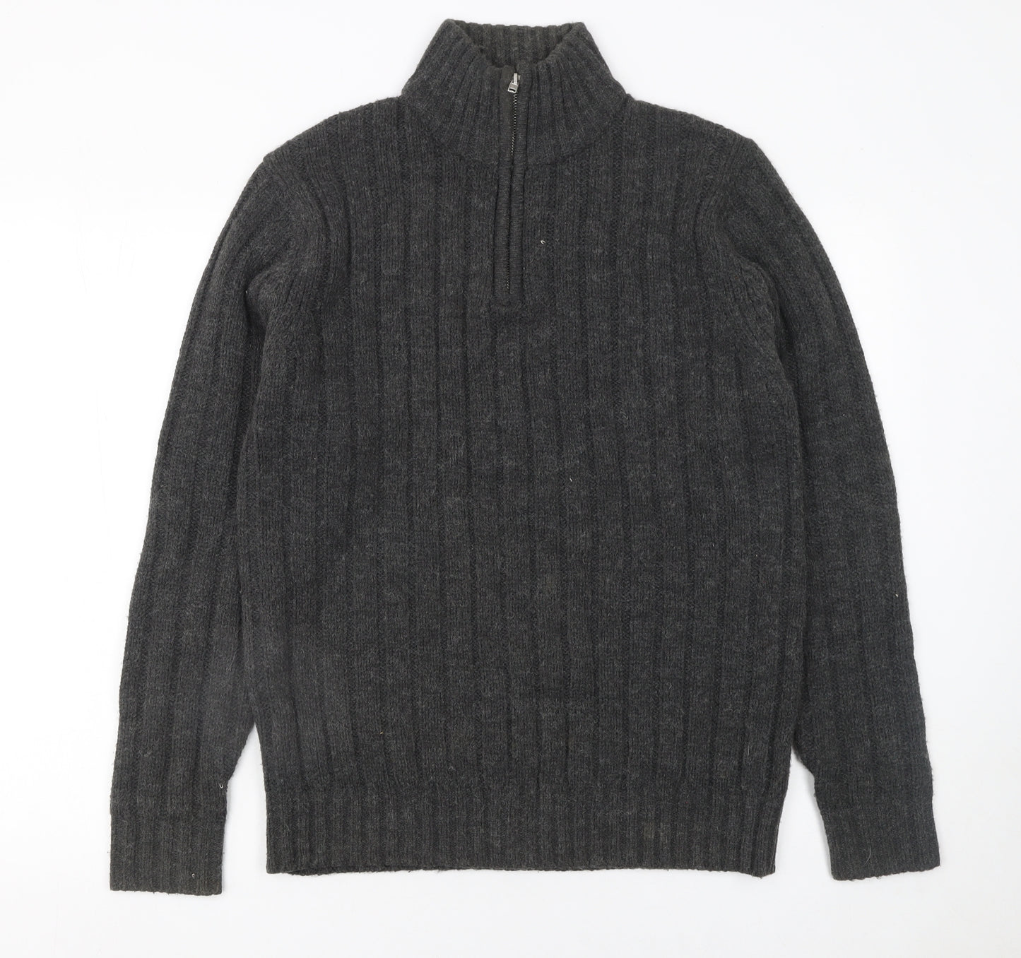 Onfire Men Grey 1/2 Zip High Neck Knit Jumper Size M