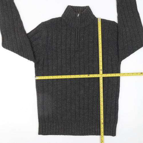 Onfire Men Grey 1/2 Zip High Neck Knit Jumper Size M