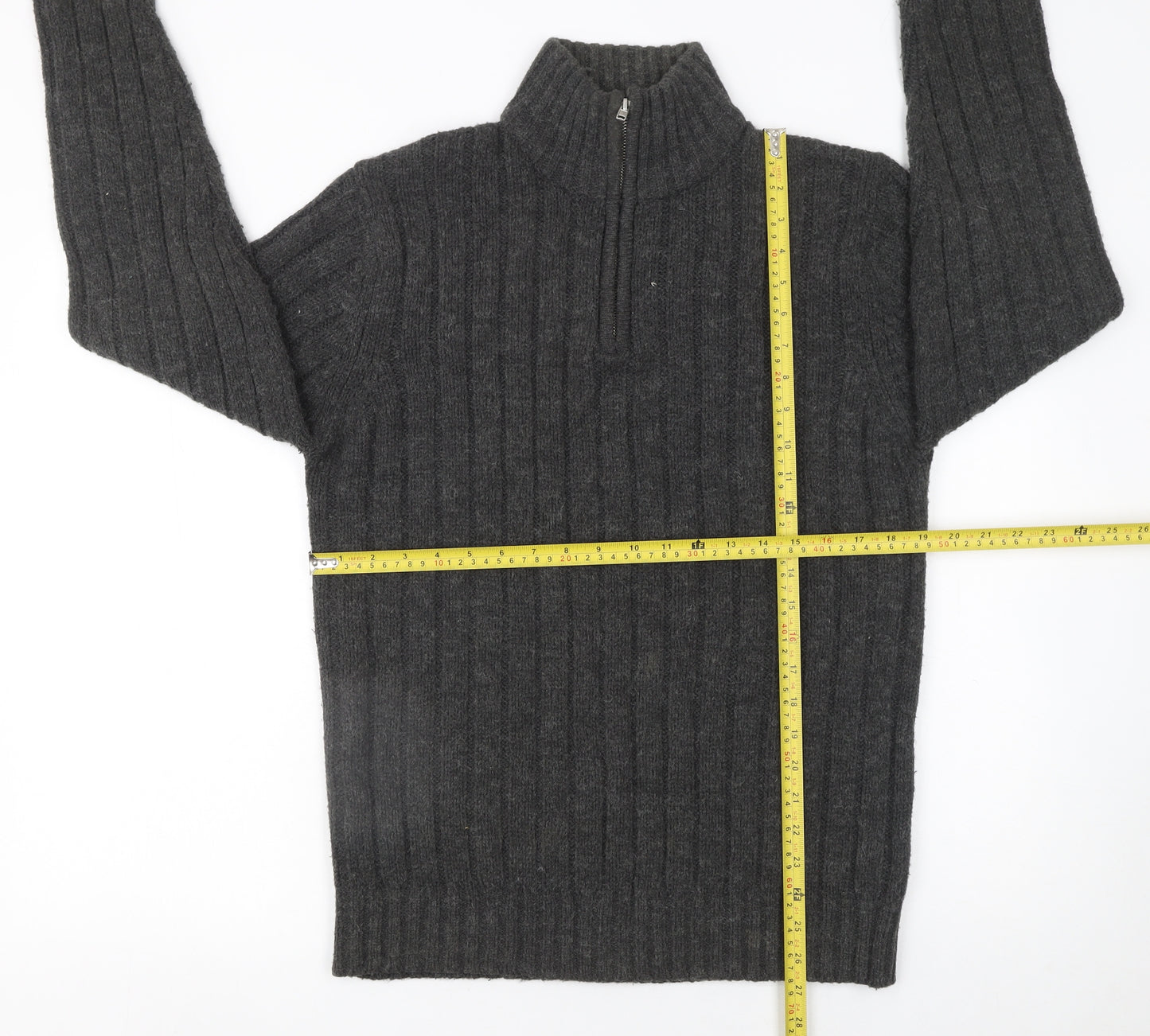 Onfire Men Grey 1/2 Zip High Neck Knit Jumper Size M
