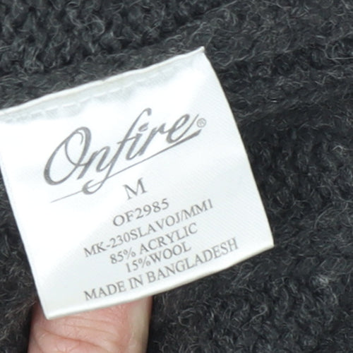 Onfire Men Grey 1/2 Zip High Neck Knit Jumper Size M
