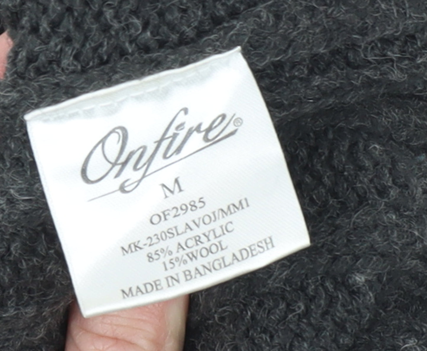 Onfire Men Grey 1/2 Zip High Neck Knit Jumper Size M