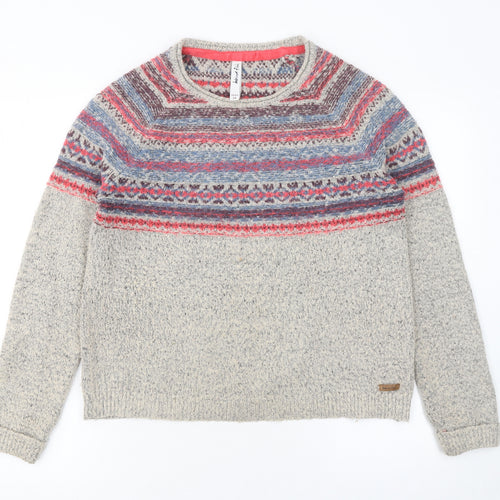Weird Fish Women’s Beige Fair Isle Knit Jumper Size 12