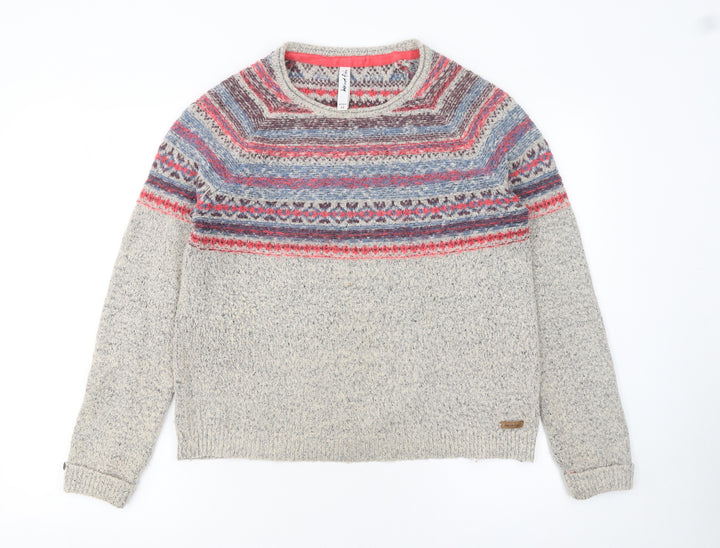 Weird Fish Women’s Beige Fair Isle Knit Jumper Size 12