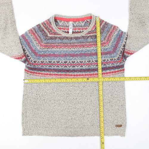 Weird Fish Women’s Beige Fair Isle Knit Jumper Size 12