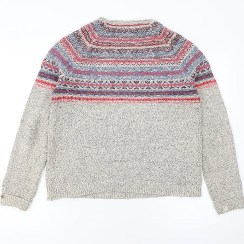 Weird Fish Women’s Beige Fair Isle Knit Jumper Size 12