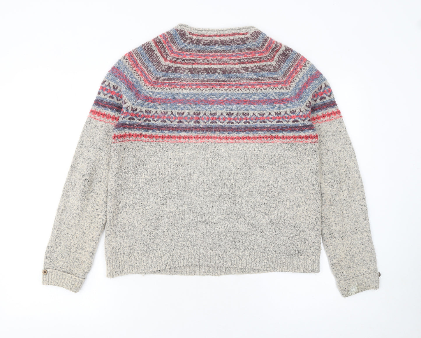 Weird Fish Women’s Beige Fair Isle Knit Jumper Size 12