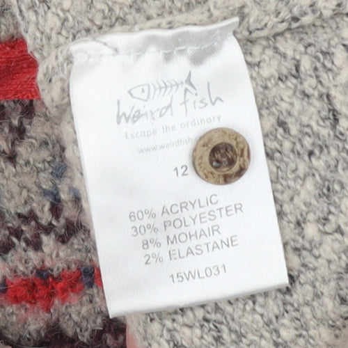 Weird Fish Women’s Beige Fair Isle Knit Jumper Size 12