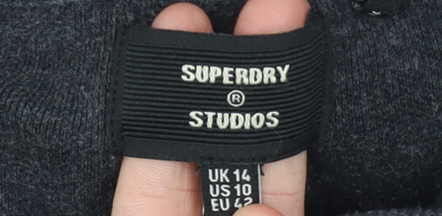 Superdry Womens Grey Size 14 Hooded Basic Activewear Jacket