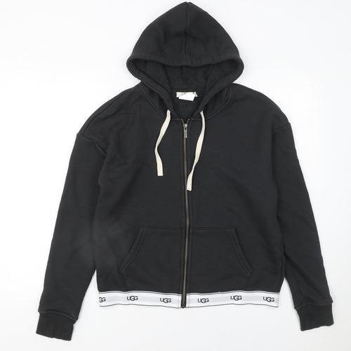 UGG Women's Black Full Zip Hoodie Size M Cotton Blend Lined Sweatshirt
