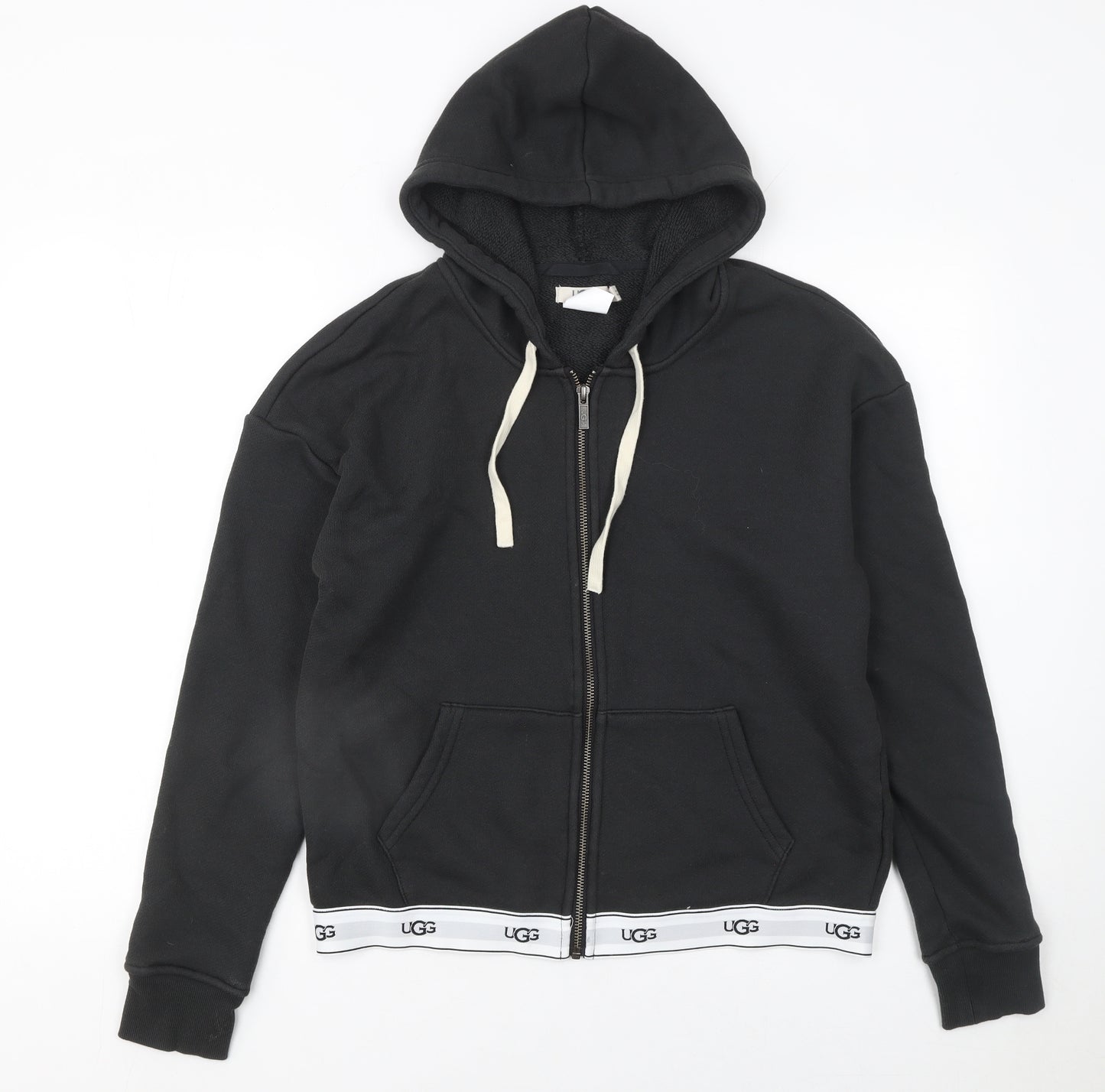 UGG Women's Black Full Zip Hoodie Size M Cotton Blend Lined Sweatshirt