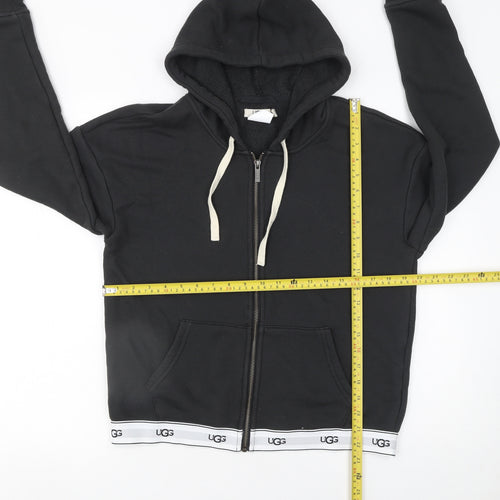 UGG Women's Black Full Zip Hoodie Size M Cotton Blend Lined Sweatshirt