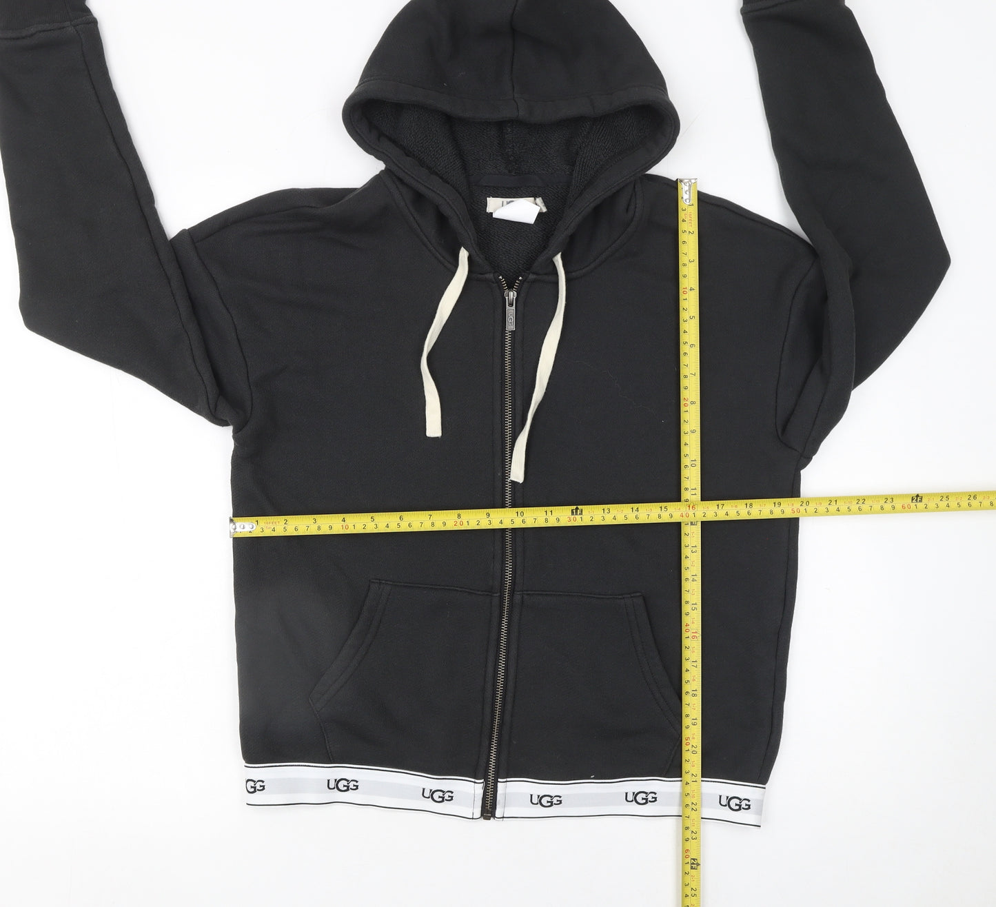 UGG Women's Black Full Zip Hoodie Size M Cotton Blend Lined Sweatshirt