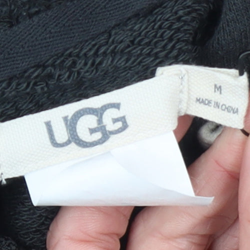 UGG Women's Black Full Zip Hoodie Size M Cotton Blend Lined Sweatshirt