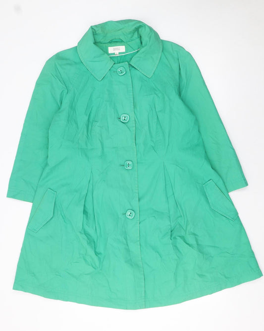 Marks and Spencer Women's Green Cotton Mid-Length Trench Coat UK 16
