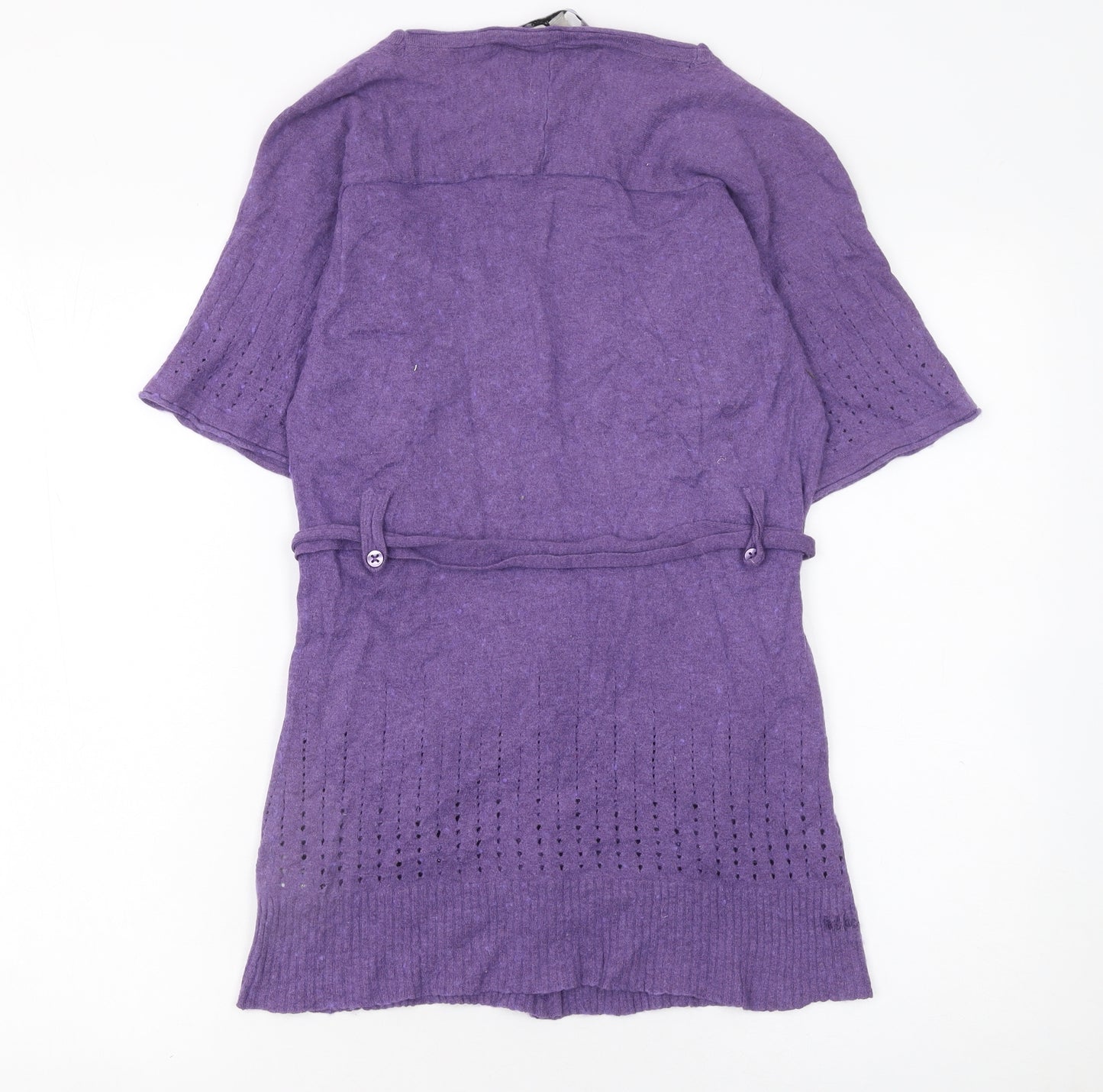 Club West Women’s Purple Short Sleeve Belted Knit Cardigan M