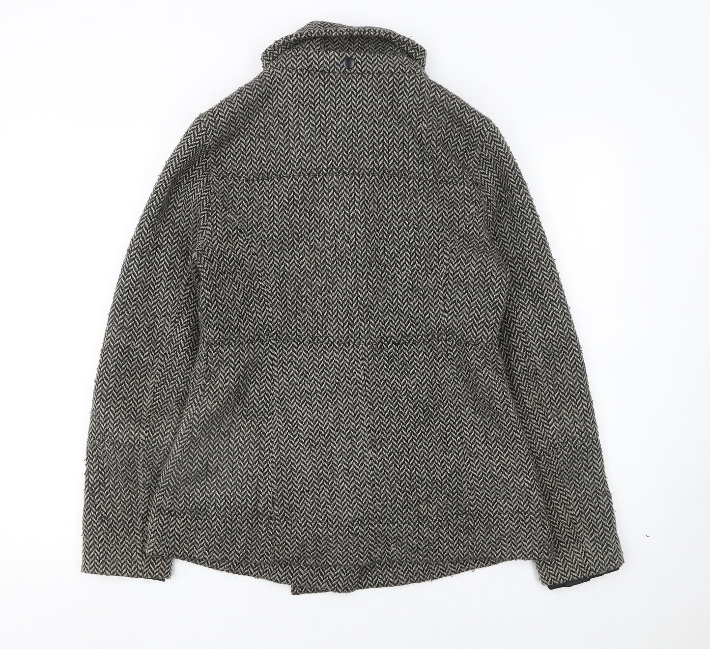 Hurley Women's Grey Wool Blend Herringbone Pea Coat Size M