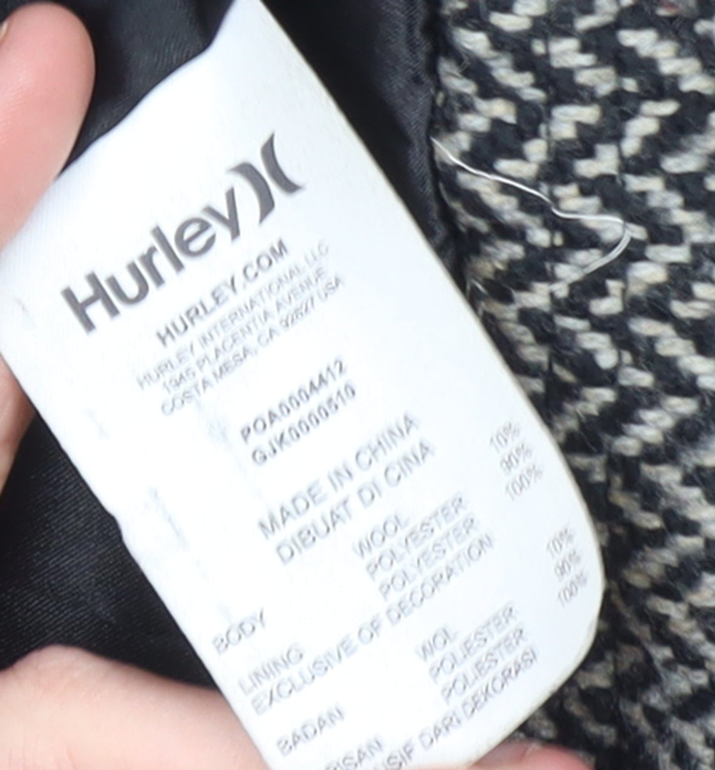 Hurley Women's Grey Wool Blend Herringbone Pea Coat Size M