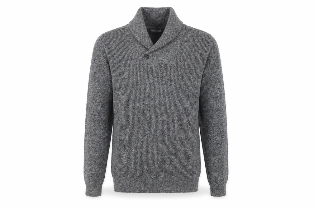 Front view of Next Men’s Grey Roll Neck jumper, size S, Cotton Blend