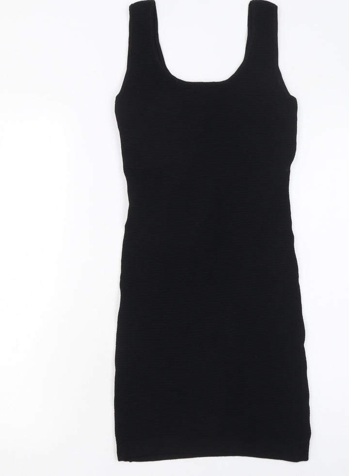 Mango Women Black Size 10 Bodycon Sleeveless Scoop Neck Dress