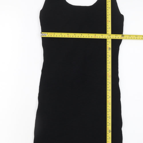 Mango Women Black Size 10 Bodycon Sleeveless Scoop Neck Dress