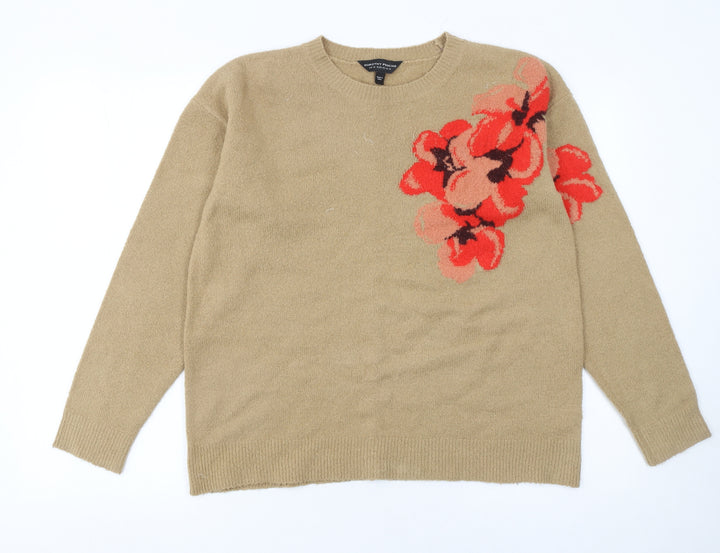 Dorothy Perkins Women Beige Floral Pullover Jumper UK 14