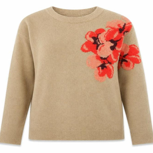 Dorothy Perkins Women Beige Floral Pullover Jumper UK 14