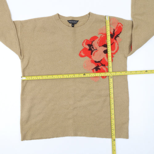 Dorothy Perkins Women Beige Floral Pullover Jumper UK 14