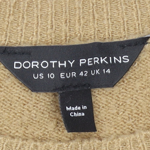 Dorothy Perkins Women Beige Floral Pullover Jumper UK 14