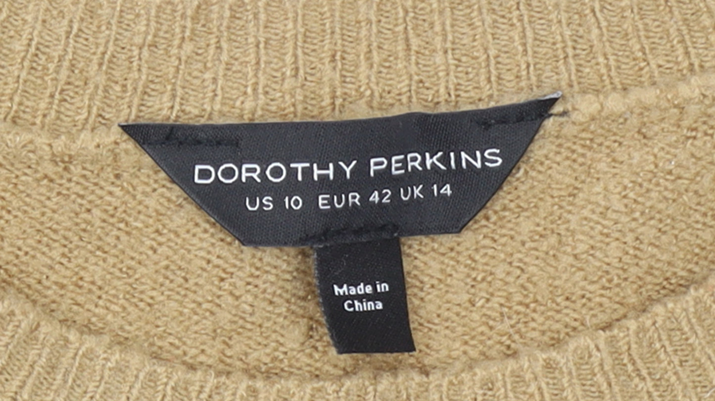 Dorothy Perkins Women Beige Floral Pullover Jumper UK 14