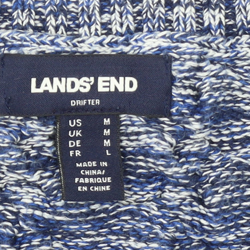 Lands' End Women's Blue V-Neck Cotton Knit Jumper Size M