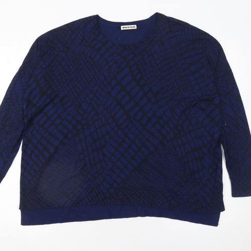 Whistles Womens Blue Geometric Knit Pullover Jumper UK 10