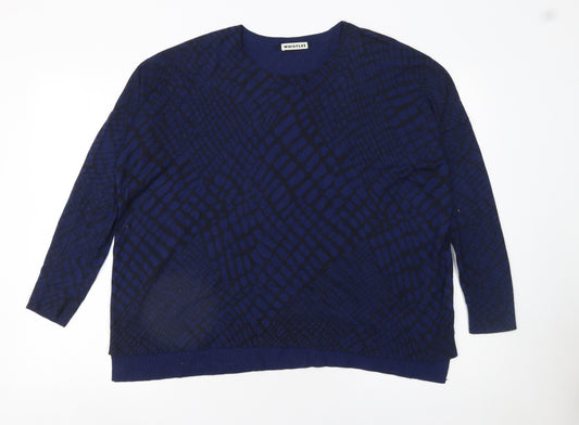 Whistles Womens Blue Geometric Knit Pullover Jumper UK 10