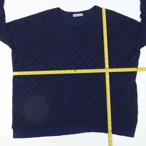 Whistles Womens Blue Geometric Knit Pullover Jumper UK 10